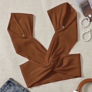 SHEIN VCAY twist front open back crop top